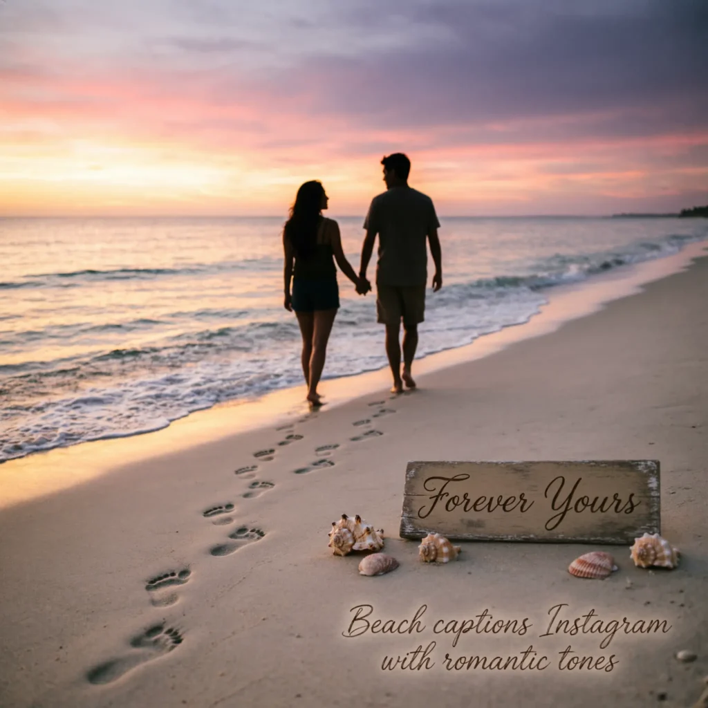 Beach captions instagram with romantic tones