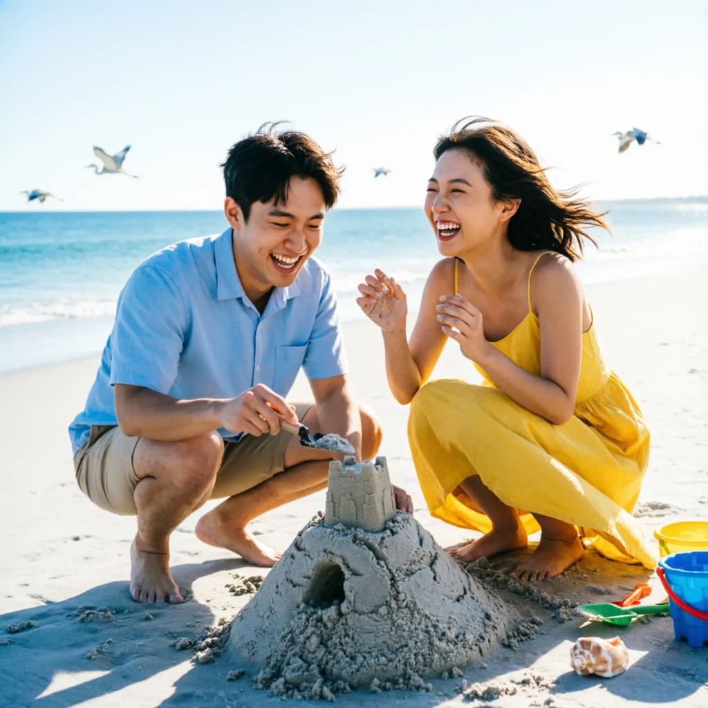 Playful & Fun Beach Captions Couple