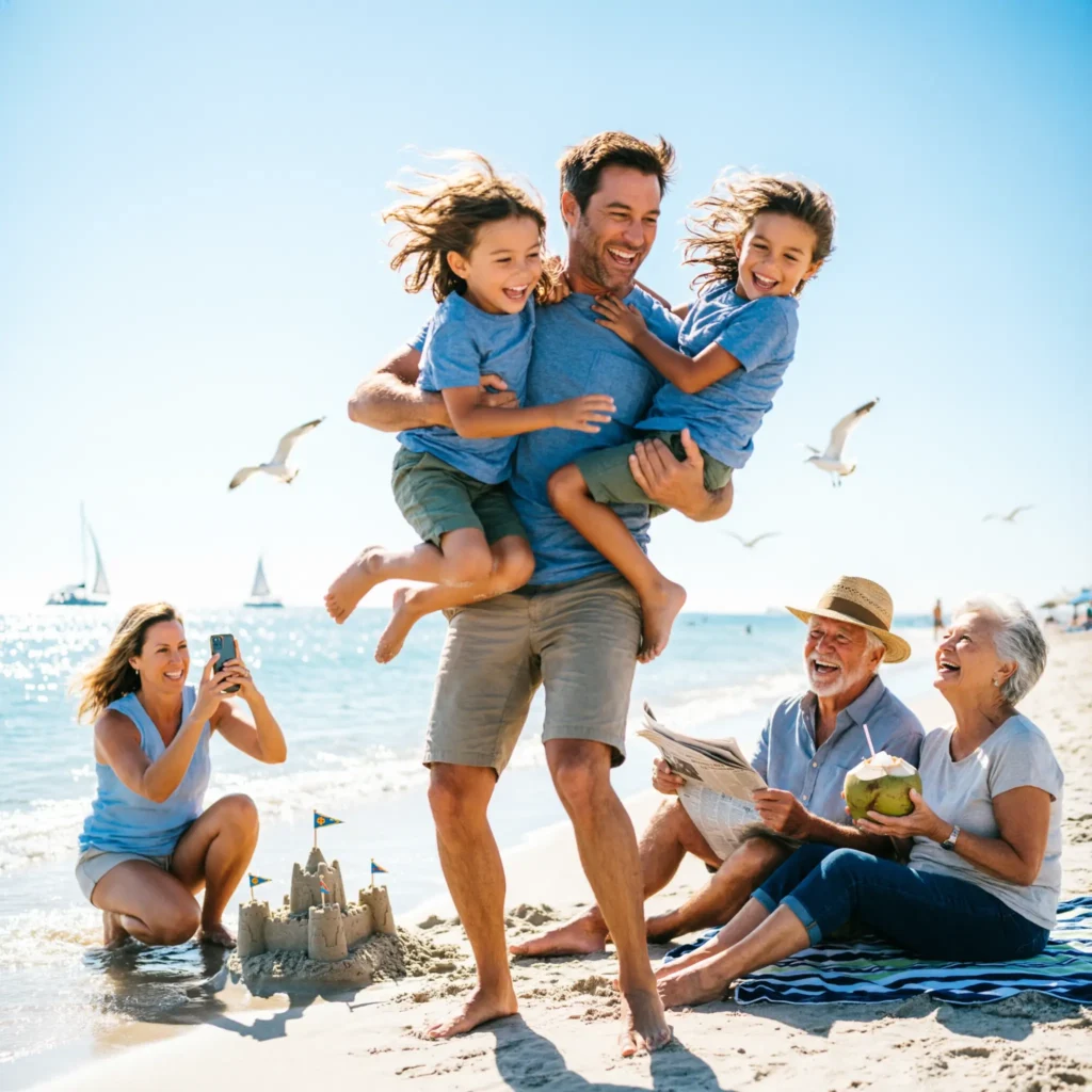 beach captions with family