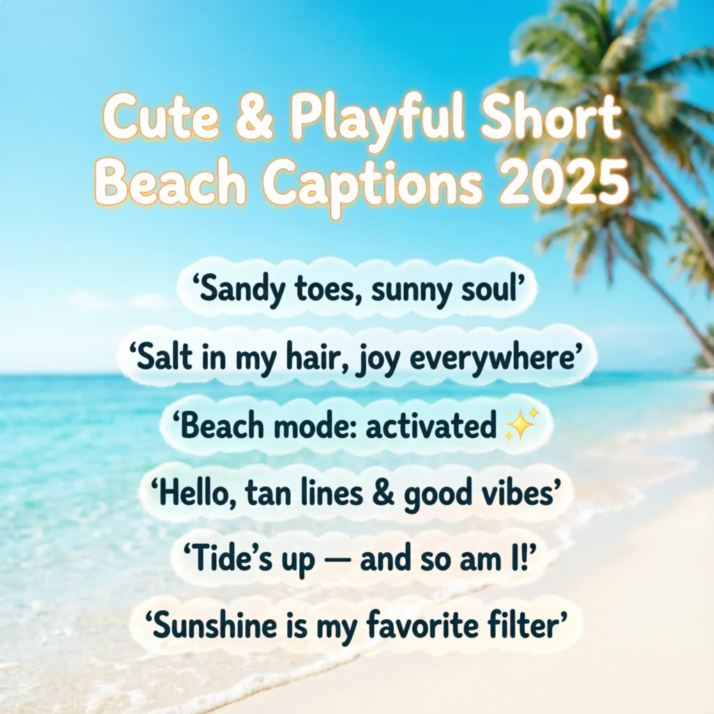 Cute & Playful Short Beach Captions 2025