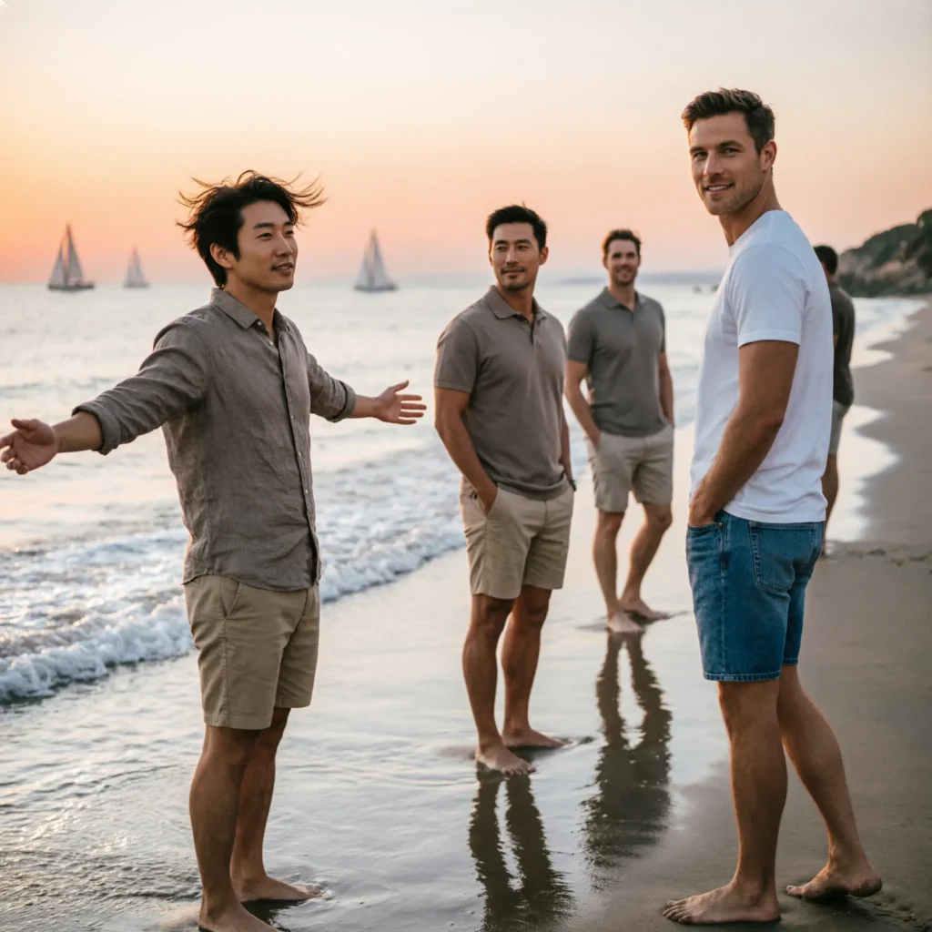 Romantic & Confident Beach Captions for Men