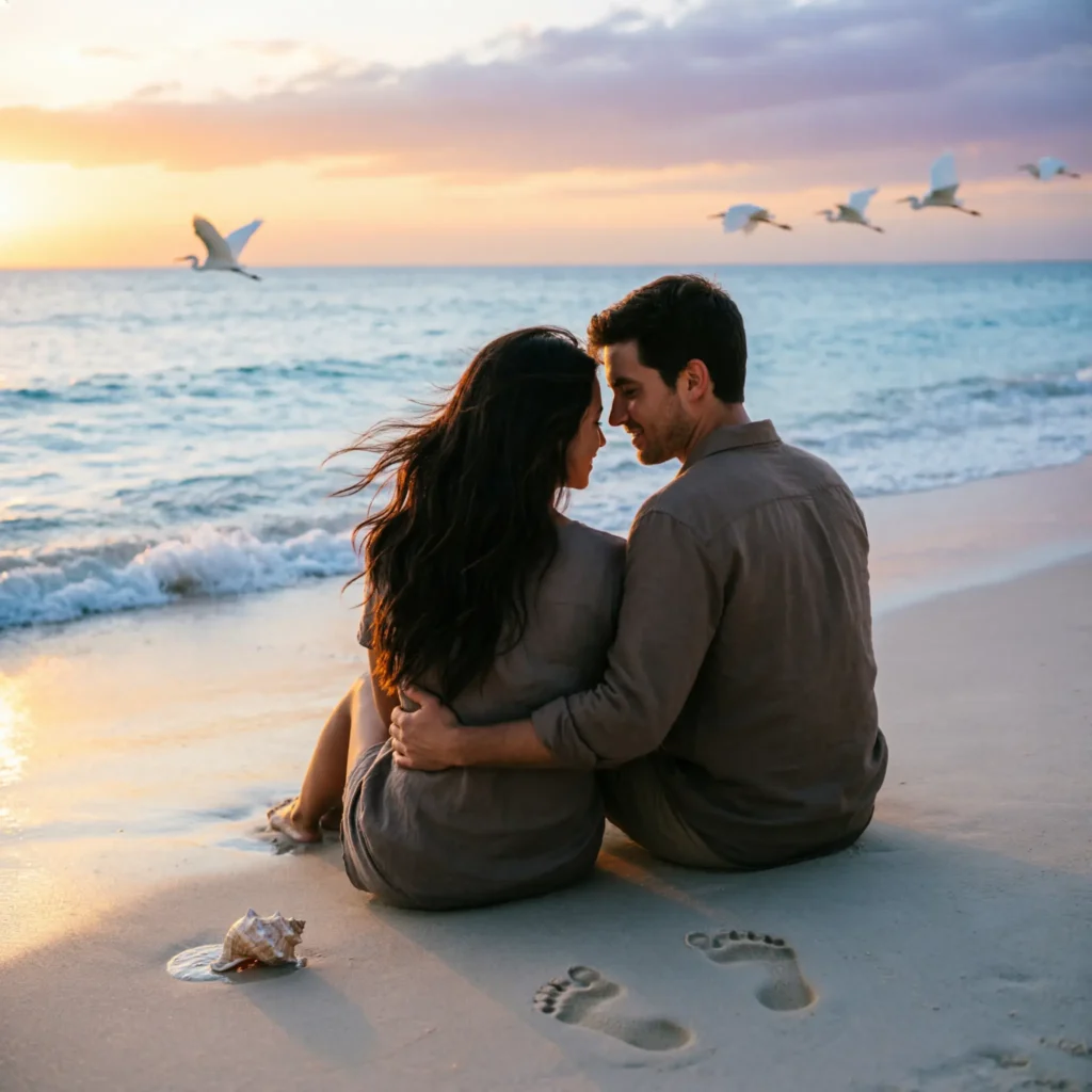 Romantic Walks: Beach Captions with Love