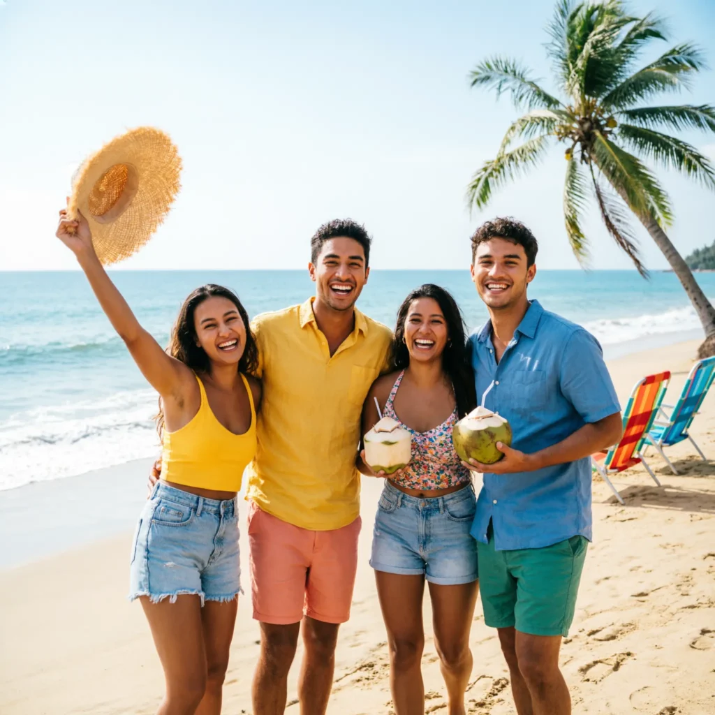 Short & Snappy Beach Captions with Friends