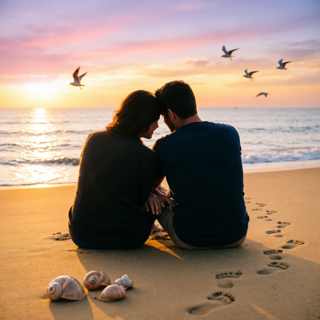 Romantic Walks: Beach Captions with Love