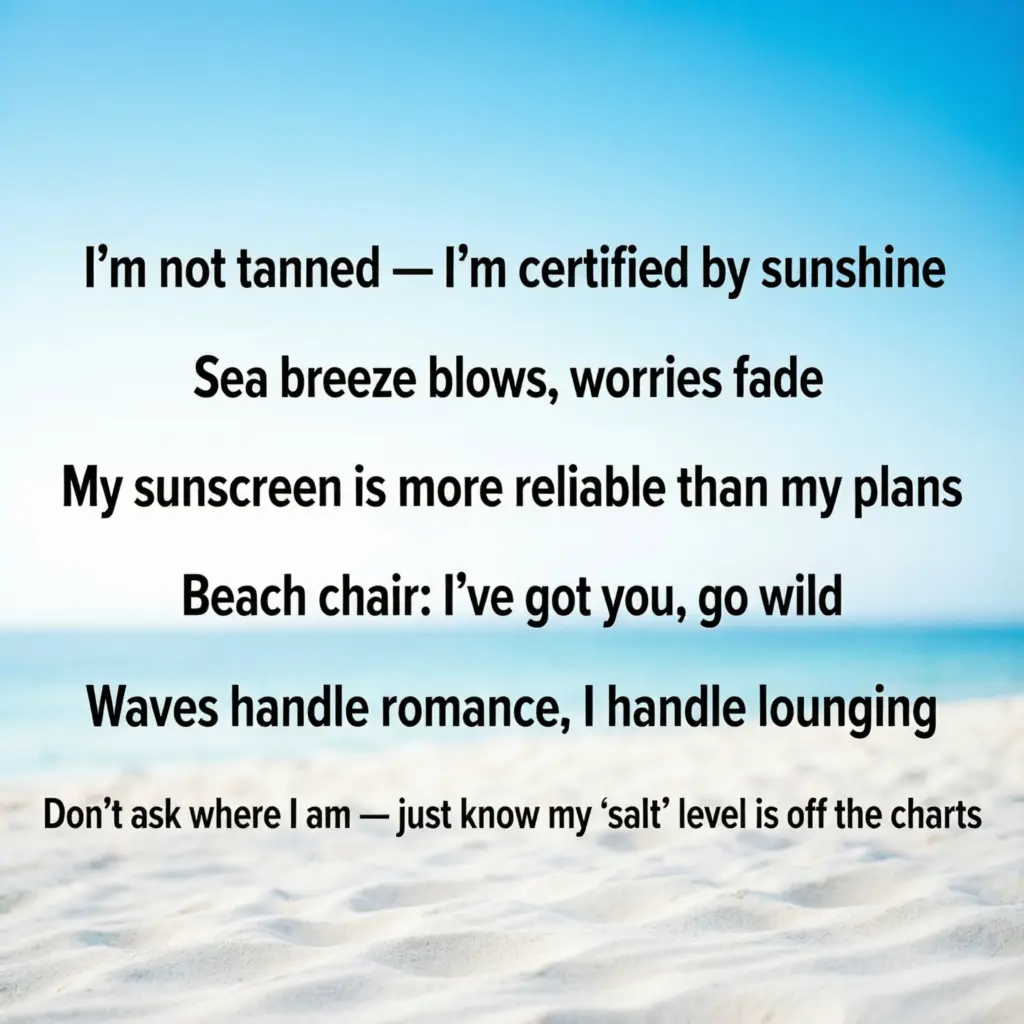 Witty & Funny Short Beach Captions 2025