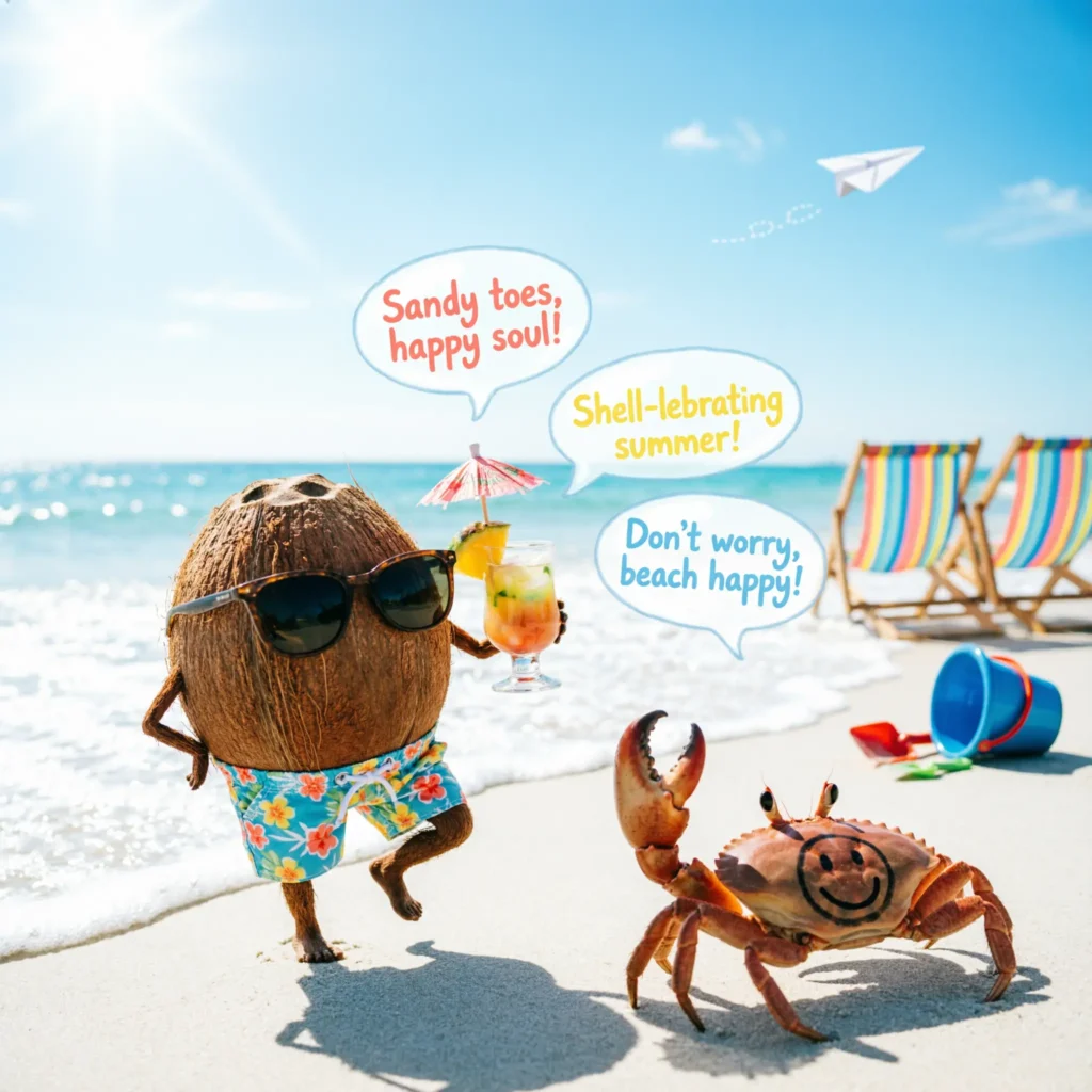 Funny & Playful Beach Captions Puns