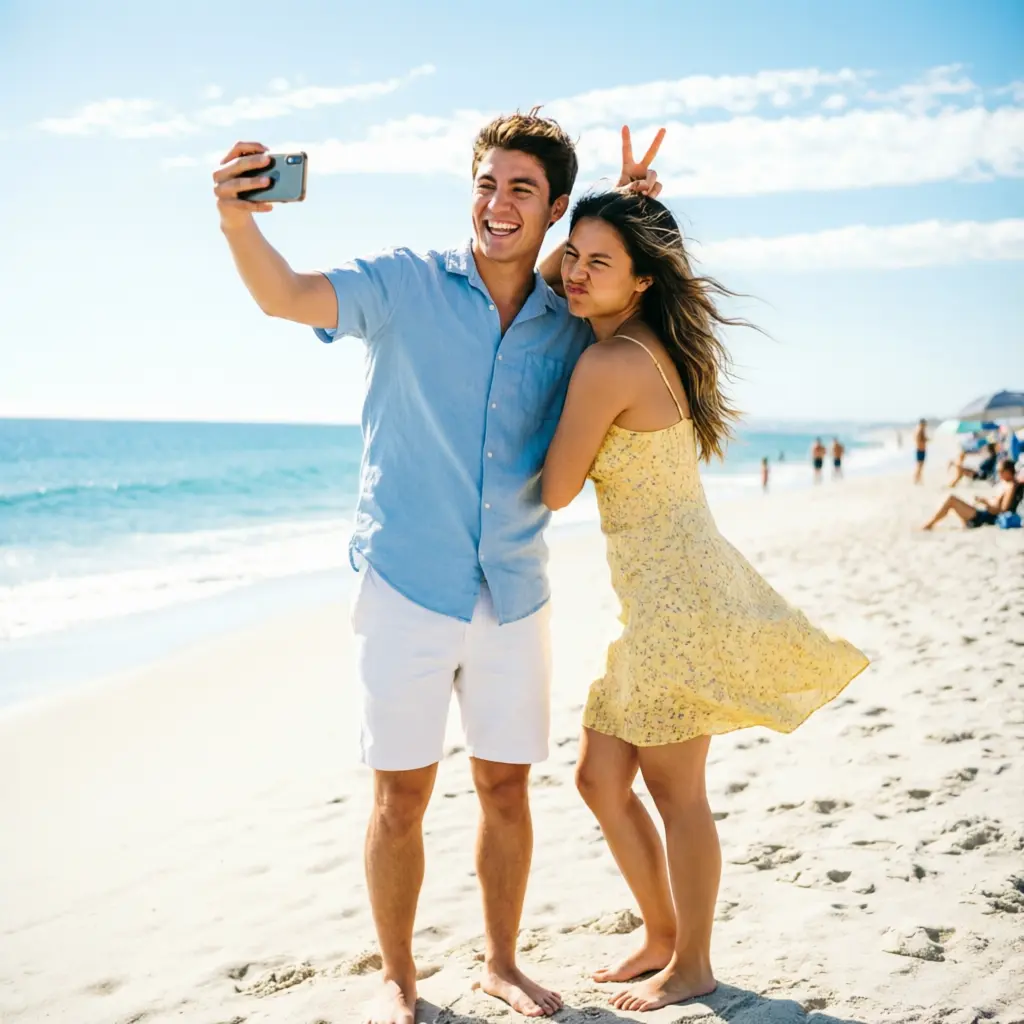 Funny & Witty Beach Captions Couple

