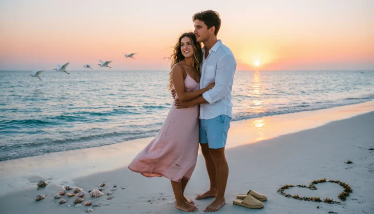 Romantic & Heartfelt Beach Captions Couple