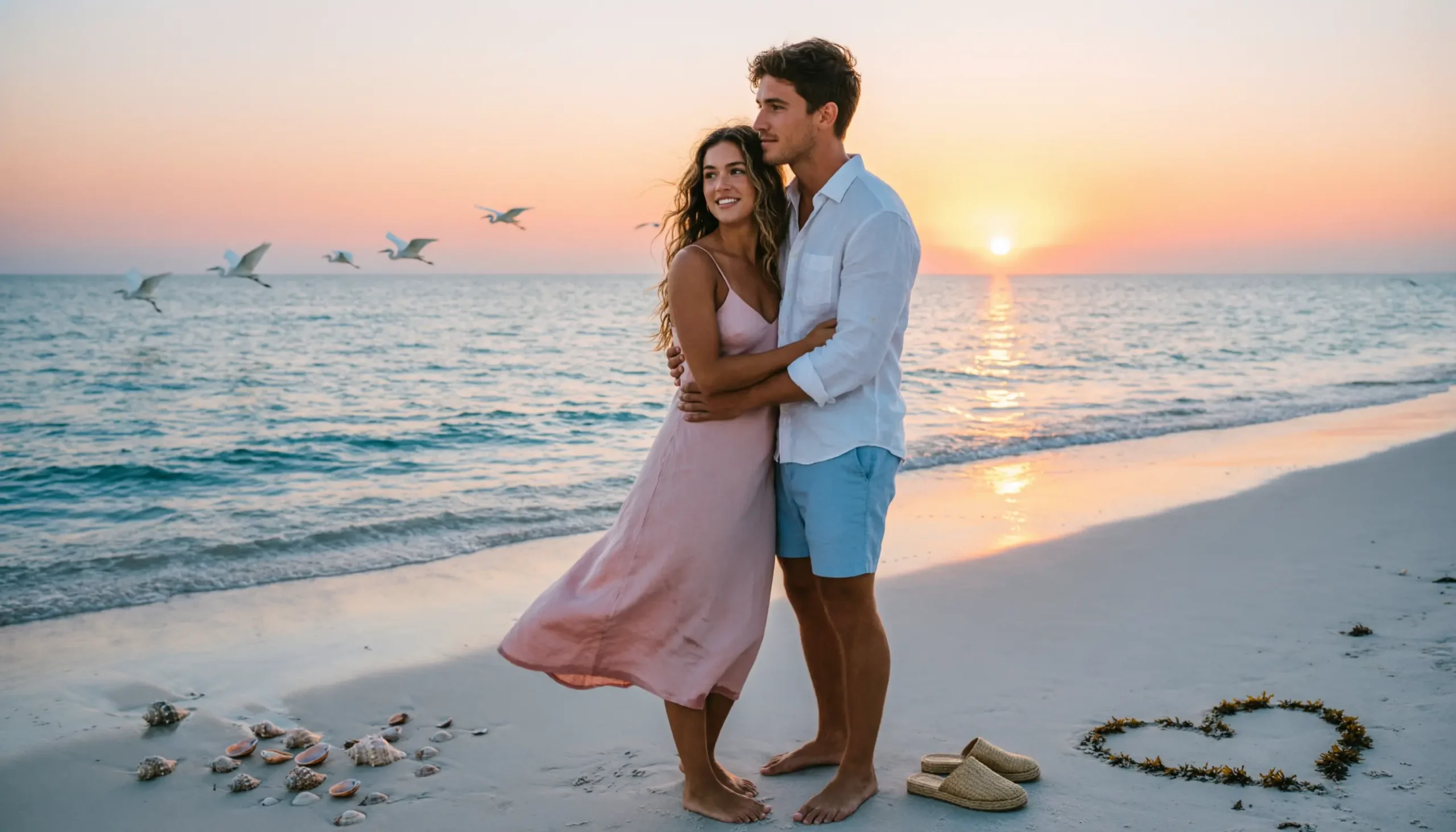 Romantic & Heartfelt Beach Captions Couple