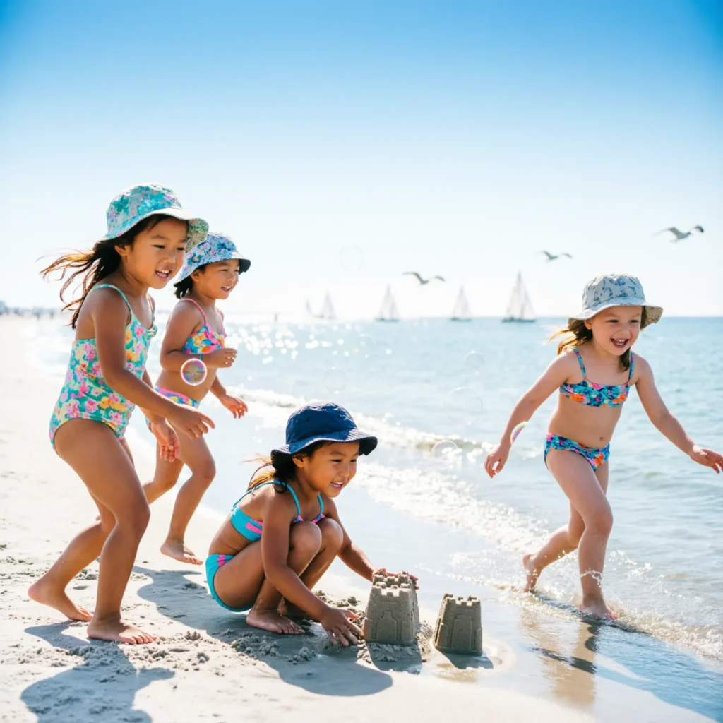 short beach kids captions